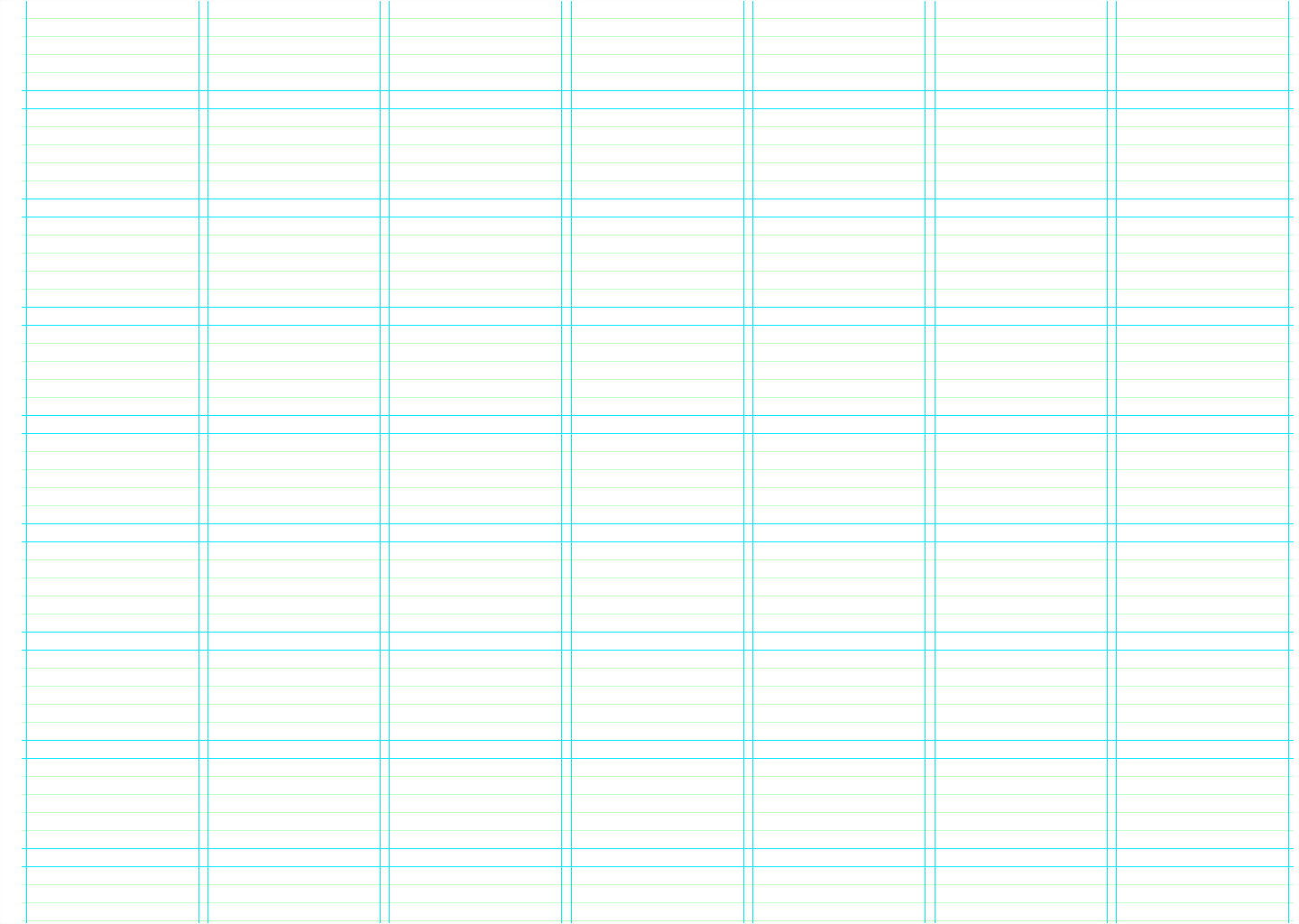 The seven column grid in use for the first anthologies.co concepts. It's slightly off center to the right. The gap on the left gives room for the branding banner.