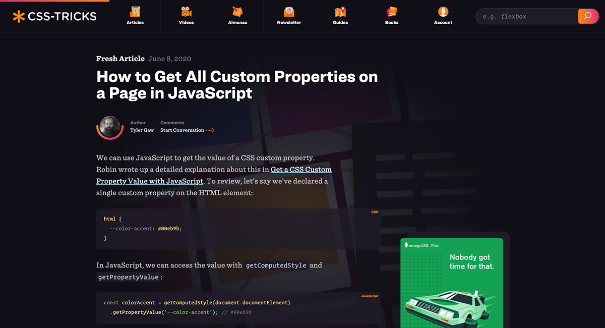 A screenshot of my article on CSS-Tricks.com