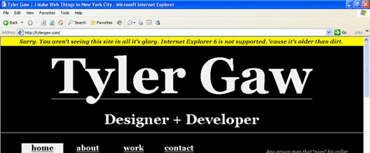 tylergaw.com IE6 Screenshot
