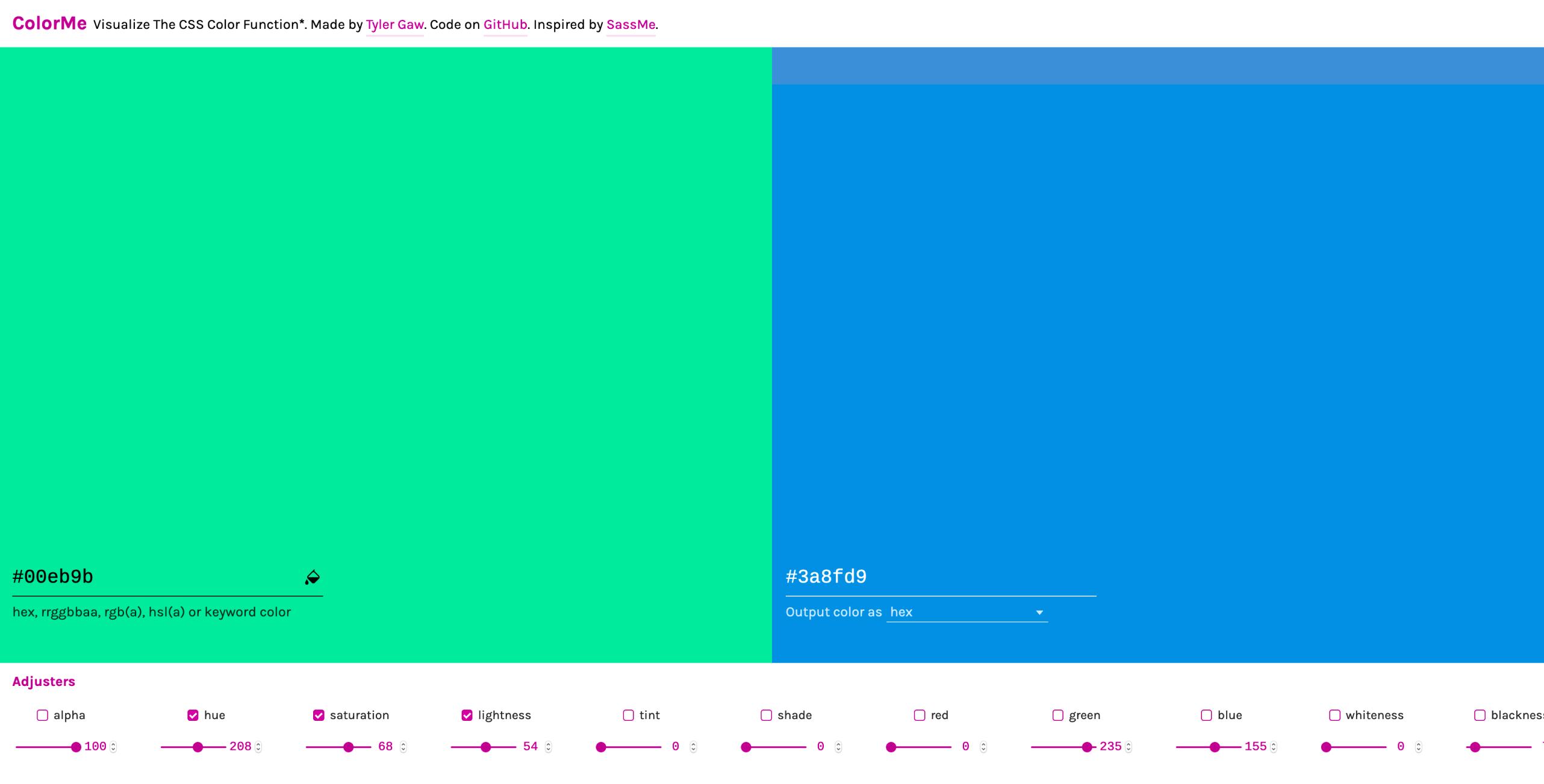 A screenshot of colorme.io